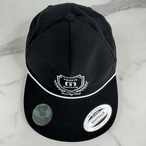 Travis Mathew Hat Cap Snap Back Black Country Club Rope Crest Mens One Size - Picture 9 of 14